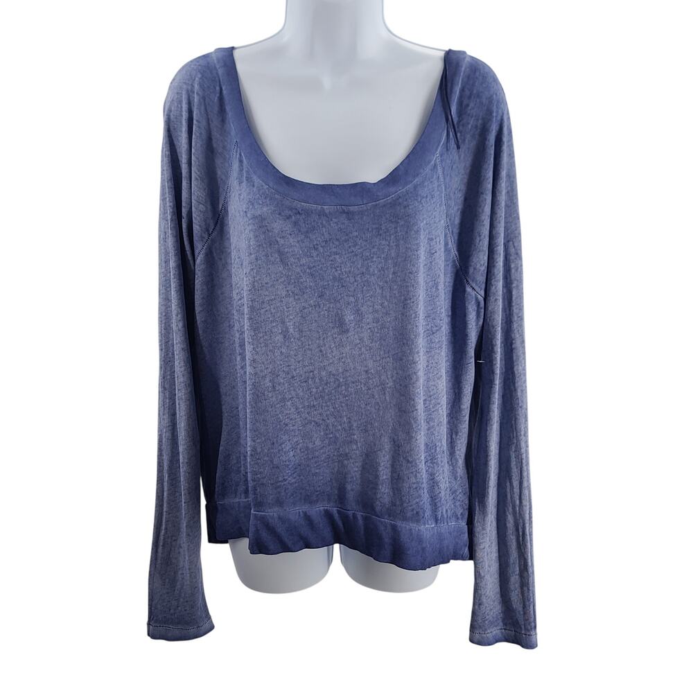 We the Free loose fit women's top blue Size Large Boho Lagenlook Distressed